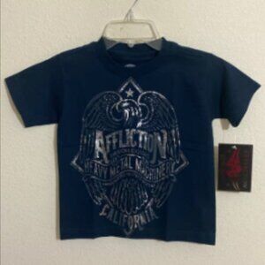 AFFLICTION HEAVY METAL MACHINERY CALIFORNIA T-Shirt NAVY Kid's Size S